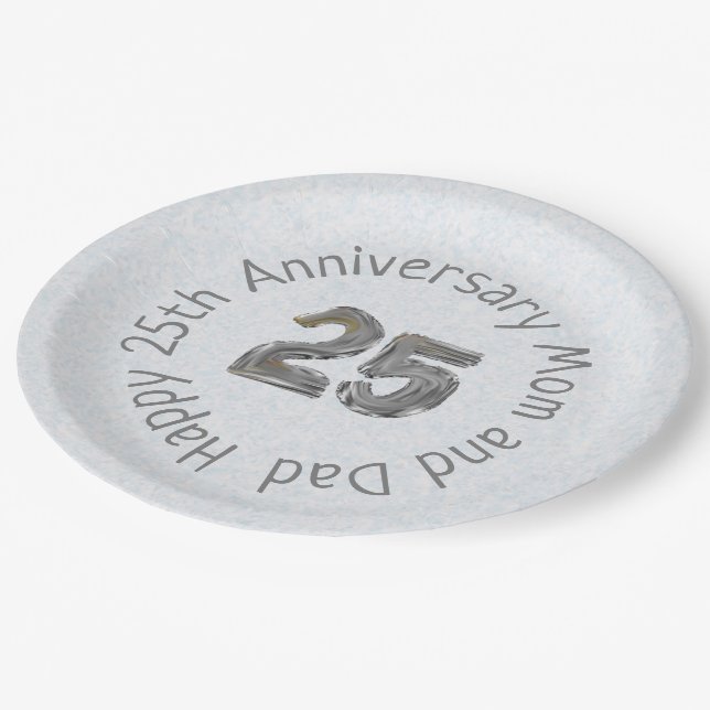 Happy 25th Anniversary Mum and Dad Classic  Paper Plate (Angled)