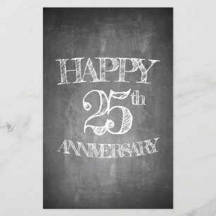 Happy 25th anniversary on chalk board