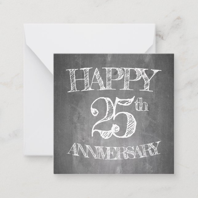 Happy 25th anniversary on chalk board card (Front)