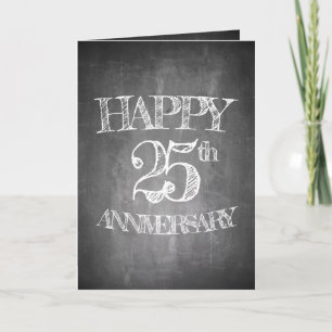 Happy 25th anniversary on chalk board card