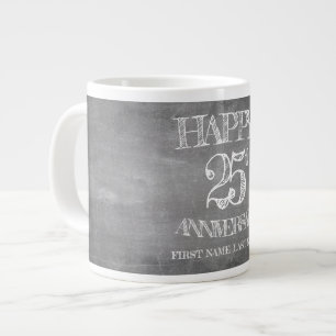 Happy 25th anniversary on chalk board large coffee mug