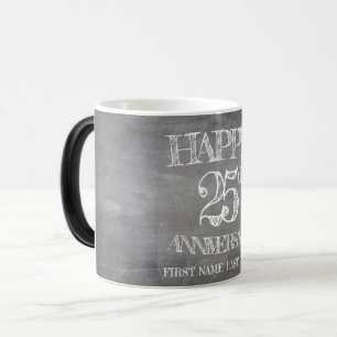 Happy 25th anniversary on chalk board magic mug