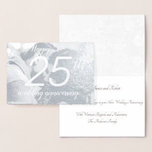 Happy 25th Anniversary Silver Custom Photo Foil Card
