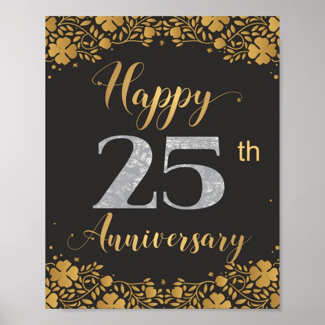 Happy 25th Anniversary Silver Wedding 25 Years Poster (Front)