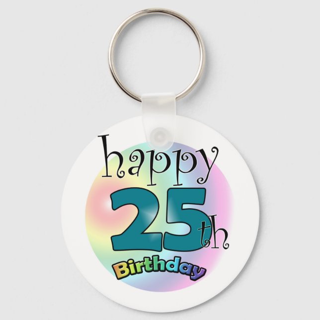 Happy 25th Birthday (blauw) Key Ring (Front)