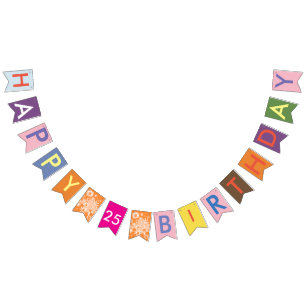 happy 25th birthday bunting flags