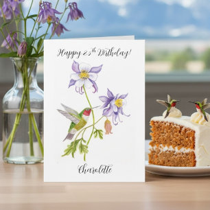 Happy 25th Birthday Columbine with Hummingbird Card