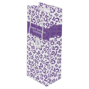 Happy 25th Birthday Random Number Pattern Purple Wine Gift Bag