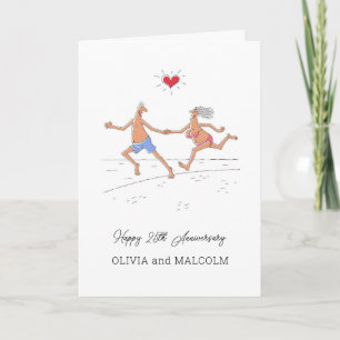Happy 25th Silver Wedding Anniversary Couple Heart Card