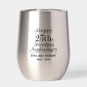 Happy 25th Wedding Anniversary Black Typography