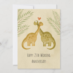Happy 25th Wedding Anniversary Dinosaurs Card