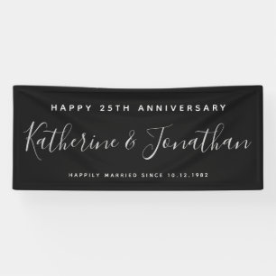 Happy 25th Wedding Anniversary Silver Custom Banner