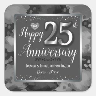 Happy 25th Wedding Anniversary Square Sticker