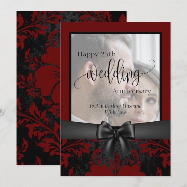Happy 25th wedding anniversary traditional photo  invitation (Front/Back)