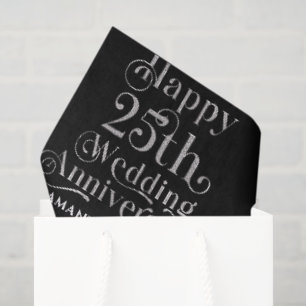 Happy 25th Wedding Anniversary Typography Tissue Paper