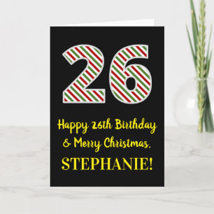 Happy 26th Birthday & Merry Christmas, Custom Name Card