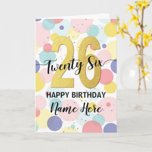 Happy 26th Birthday Pastel Rainbow Gold Woman Card