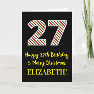 Happy 27th Birthday & Merry Christmas, Custom Name Card