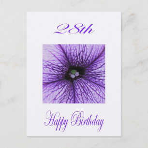 Happy 28th Birthday purple Blossom Postcard