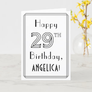 Happy 29th Birthday, Art Deco Style w/ Custom Name Card
