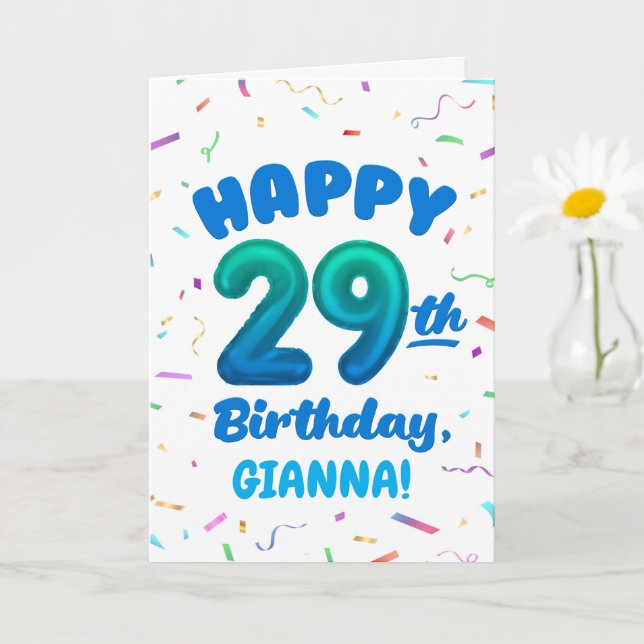 Happy 29th Birthday Card with Custom Name (Small Plant)