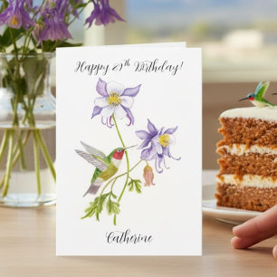 Happy 29th Birthday Columbine with Hummingbird Card