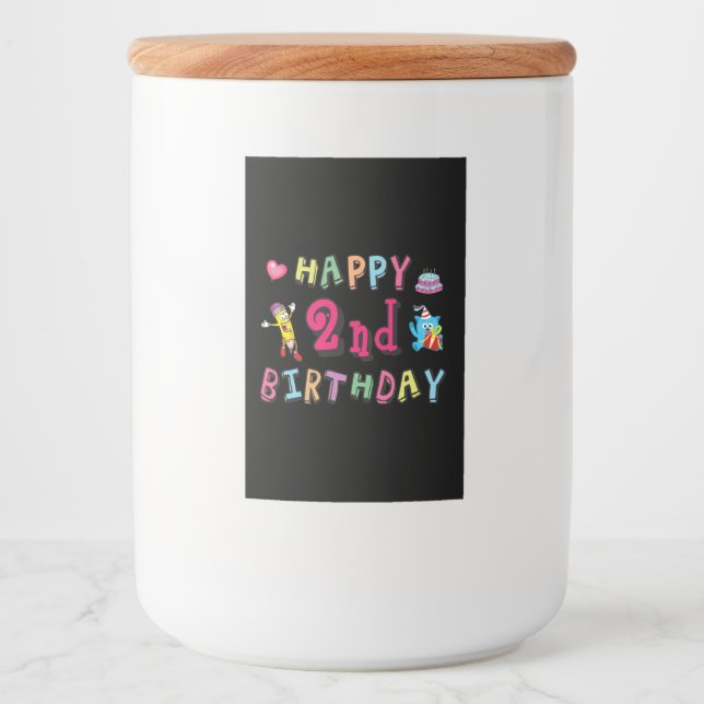 Happy 2nd Birthday. 2 year b-day. Food Label (Front)