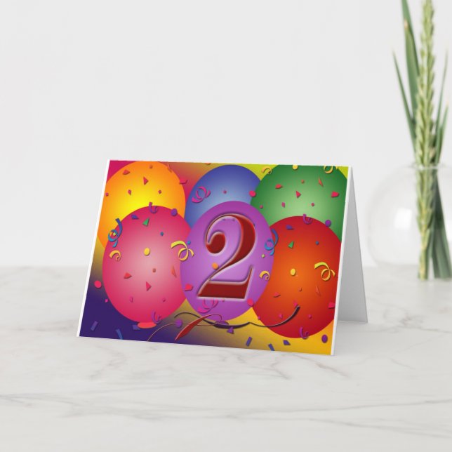 Happy 2nd Birthday Balloons Card (Front)