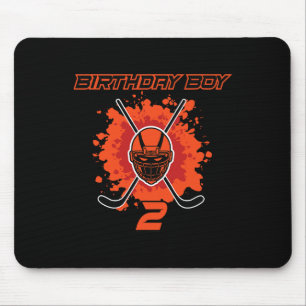 Happy 2nd Birthday Boy Black And Orange Hockey Mas Mouse Pad