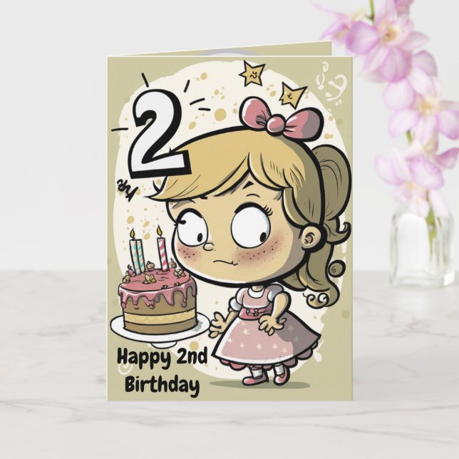 Happy 2nd Birthday Card for Girl (Orchid)
