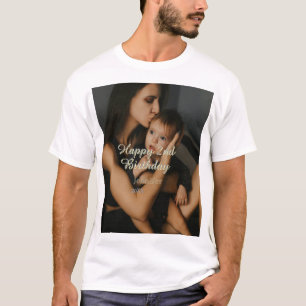 Happy 2nd birthday kids baby mother yellow gray na T-Shirt