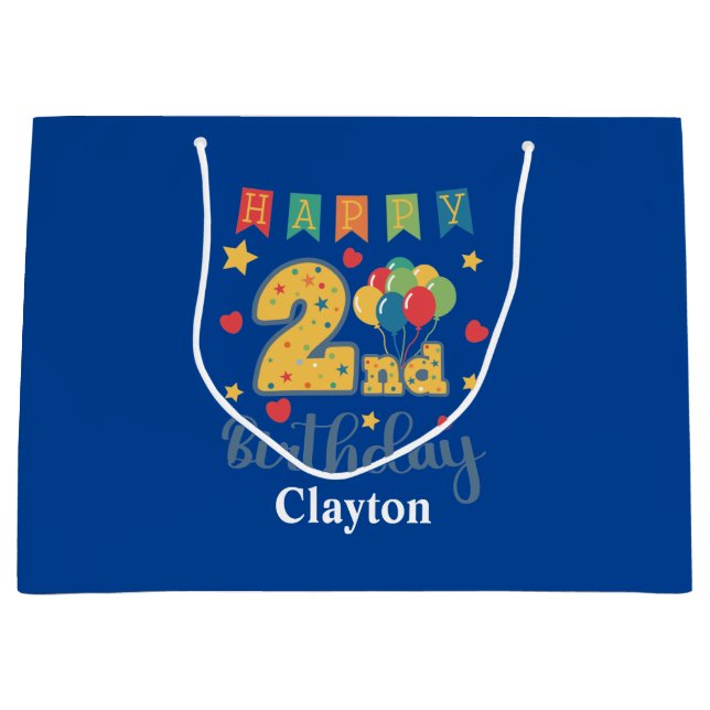 Happy 2nd Birthday Large Gift Bag (Front)