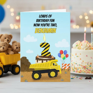 Happy 2nd Birthday Personalise Dump Truck  Card