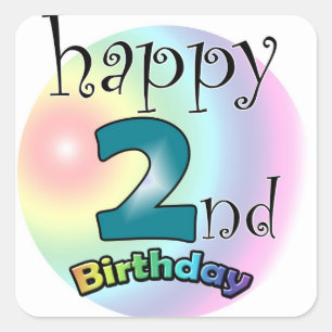 Happy 2nd Birthday Square Sticker