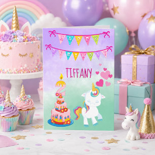Happy 2nd Birthday Unicorn Theme Baby Girl Card