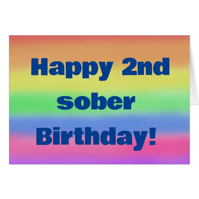 Happy 2nd sober birthday card (Front Horizontal)