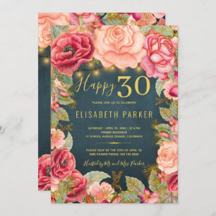 Happy 30 floral chic elegant 30th birthday party invitation
