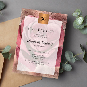 Happy 30 years birthday rose gold glitter invitation