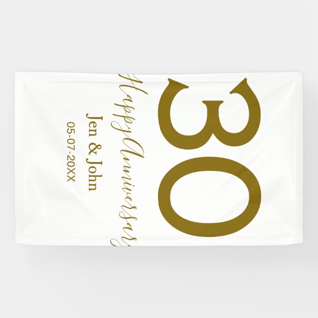 Happy 30th anniversary name date golden bold lette banner (Horizontal)