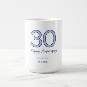 Happy 30th anniversary name date purple pastel ret coffee mug