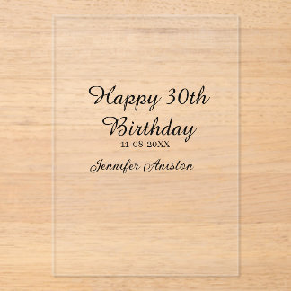 Happy 30th birthday add name date stylish simple  acrylic invitations