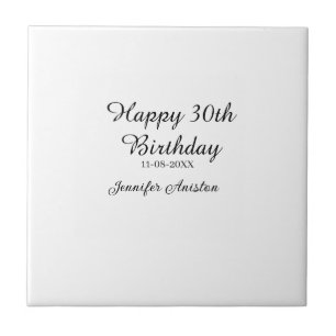 Happy 30th birthday add name date stylish simple ceramic tile