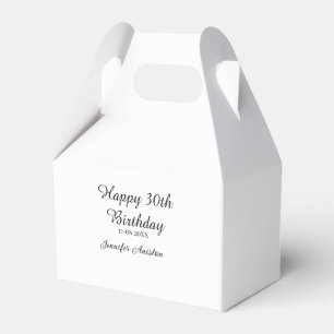 Happy 30th birthday add name date stylish simple favour box
