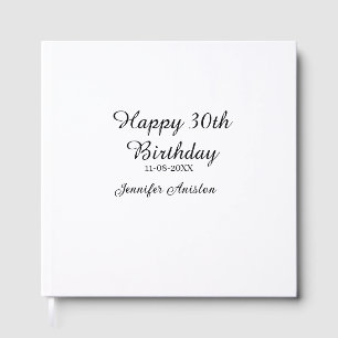 Happy 30th birthday add name date stylish simple guest book