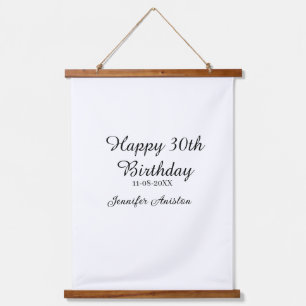 Happy 30th birthday add name date stylish simple hanging tapestry