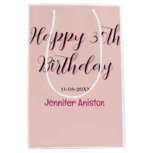 Happy 30th birthday add name date stylish simple medium gift bag