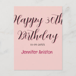 Happy 30th birthday add name date stylish simple  postcard