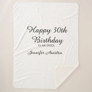 Happy 30th birthday add name date stylish simple sherpa blanket