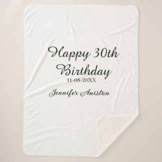 Happy 30th birthday add name date stylish simple  sherpa blanket