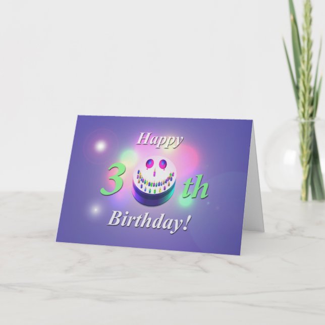 Happy 30th Birthday Cake Card (Front)